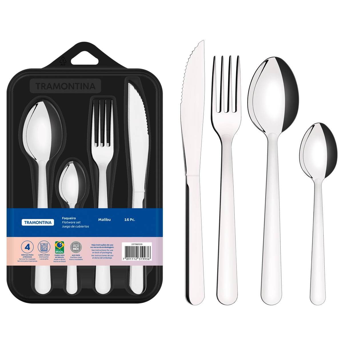 FAQUEIRO TRAMONTINA JOGO TALHERES TRAMONTINA INOX KIT 16 PÇS