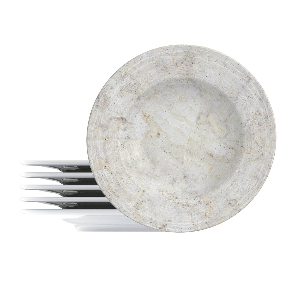 PRATO RASO TRAVERTINO EM PORCELANA DECORADA 27 CM  TRAMONTINA