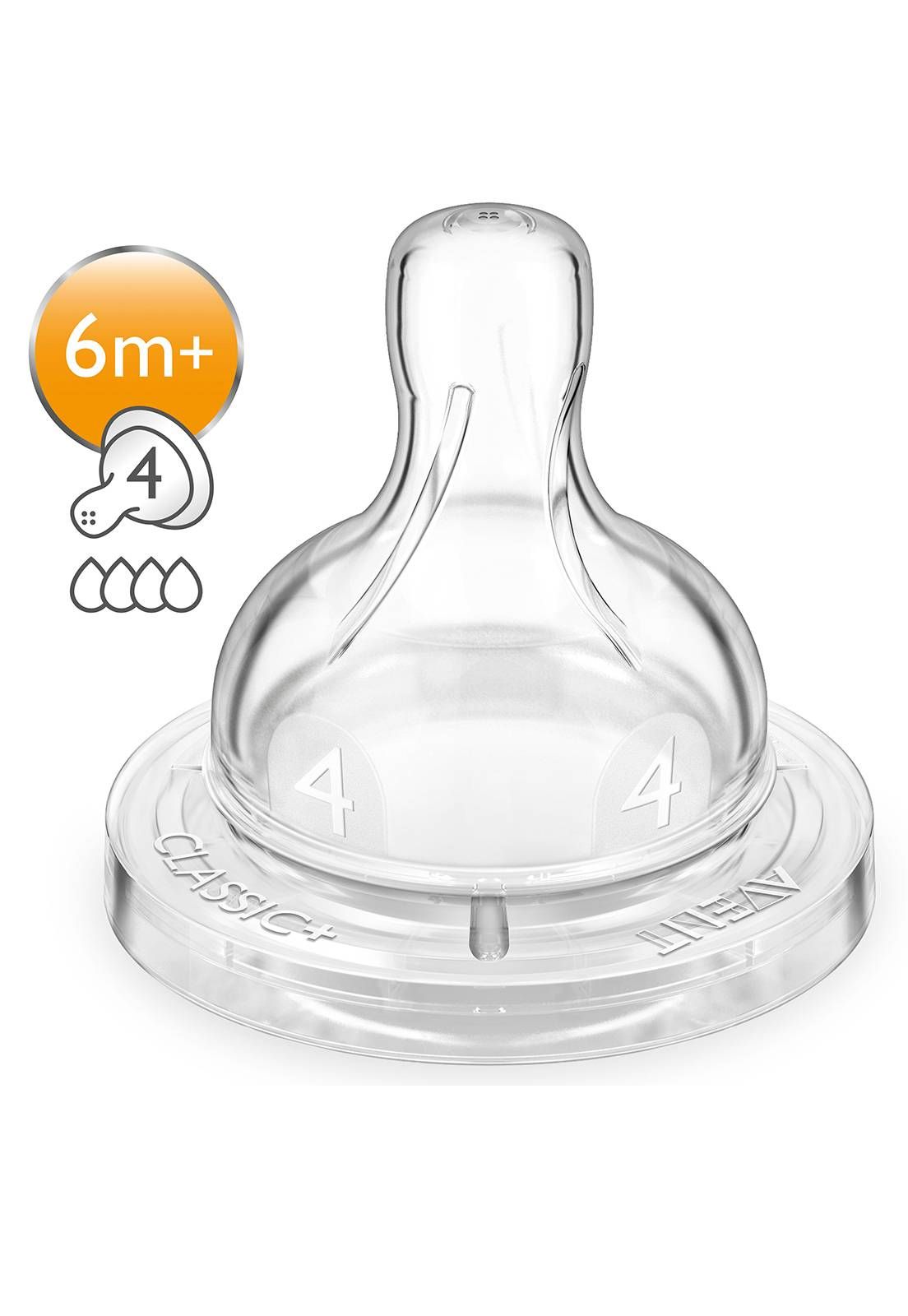 BICO MAMADEIRA AVENT CLASSIC ANTI-COLIC Nº 4 - 6m + - 2 UNID. EM SILICONE 0% BPA - PHILIPS AVENT