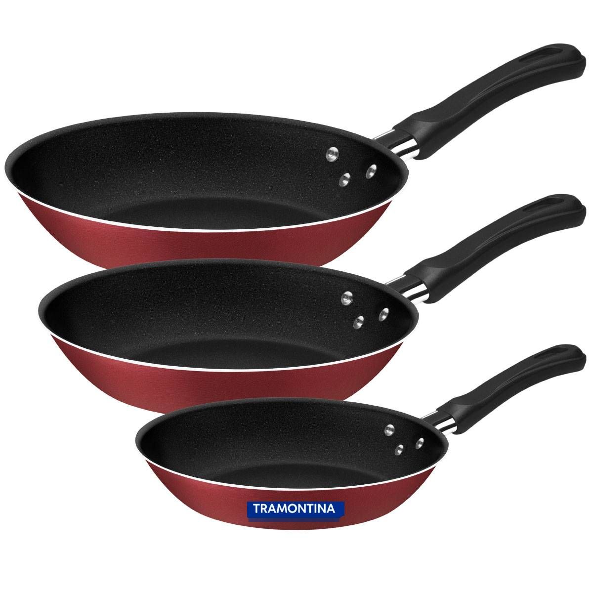 FRIGIDEIRAS ANTIADERENTE TRAMONTINA JOGO COM 3 PEÇAS
