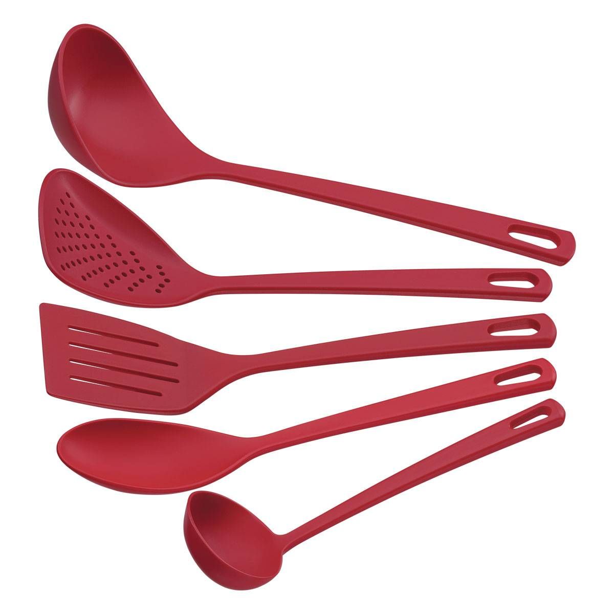 JOGO DE UTENSÍLIOS TRAMONTINA VERMELHO EM NYLON 5 PÇS