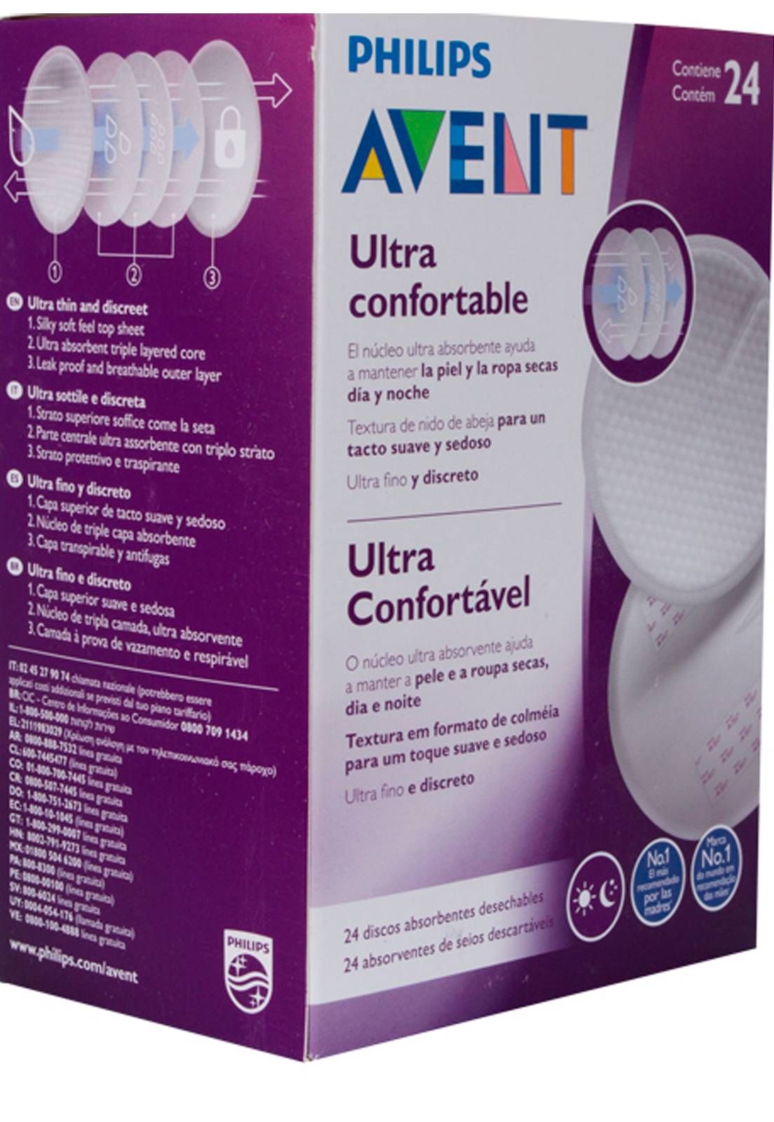 ABSORVENTE DE SEIOS DESCARTAVEIS (DIA E NOITE) CAIXA C\/ 24 UNI - PHILIPS AVENT