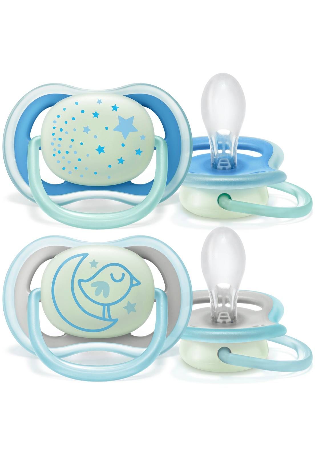 KIT 2 CHUPETAS AVENT ULTRA AIR NIGHT 0% BPA + ESTOJO - 6-18 MESES - MENINO - PHILIPS AVENT