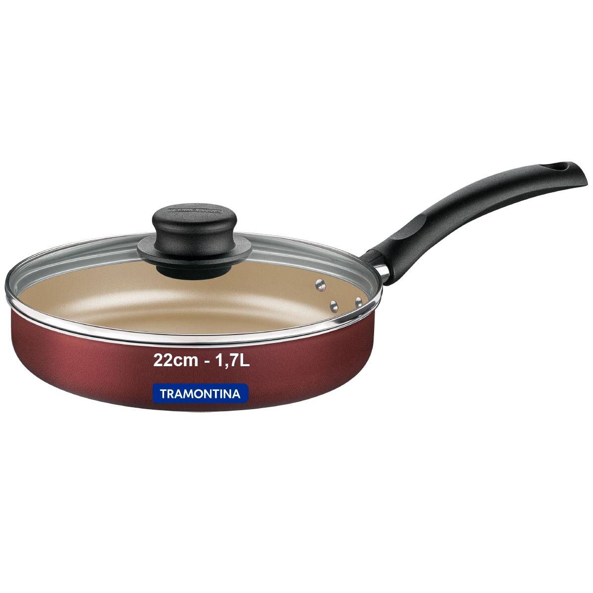 FRIGIDEIRA ANTIADERENTE TRAMONTINA COM TAMPA