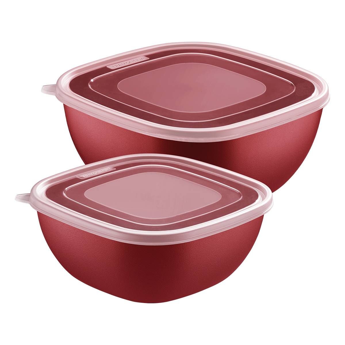 JOGO DE POTES TRAMONTINA MIXCOLOR EM POLIPROPILENO VERMELHO COM TAMPA TRANSPARENTE 2 PEÇAS