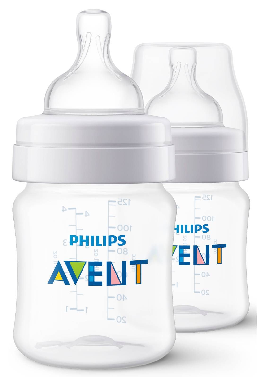 KIT 2 MAMADEIRAS AVENT CLÁSSICA ANTI-CÓLICA 125ml - 0% BPA - TRANSP. - PHILIPS AVENT