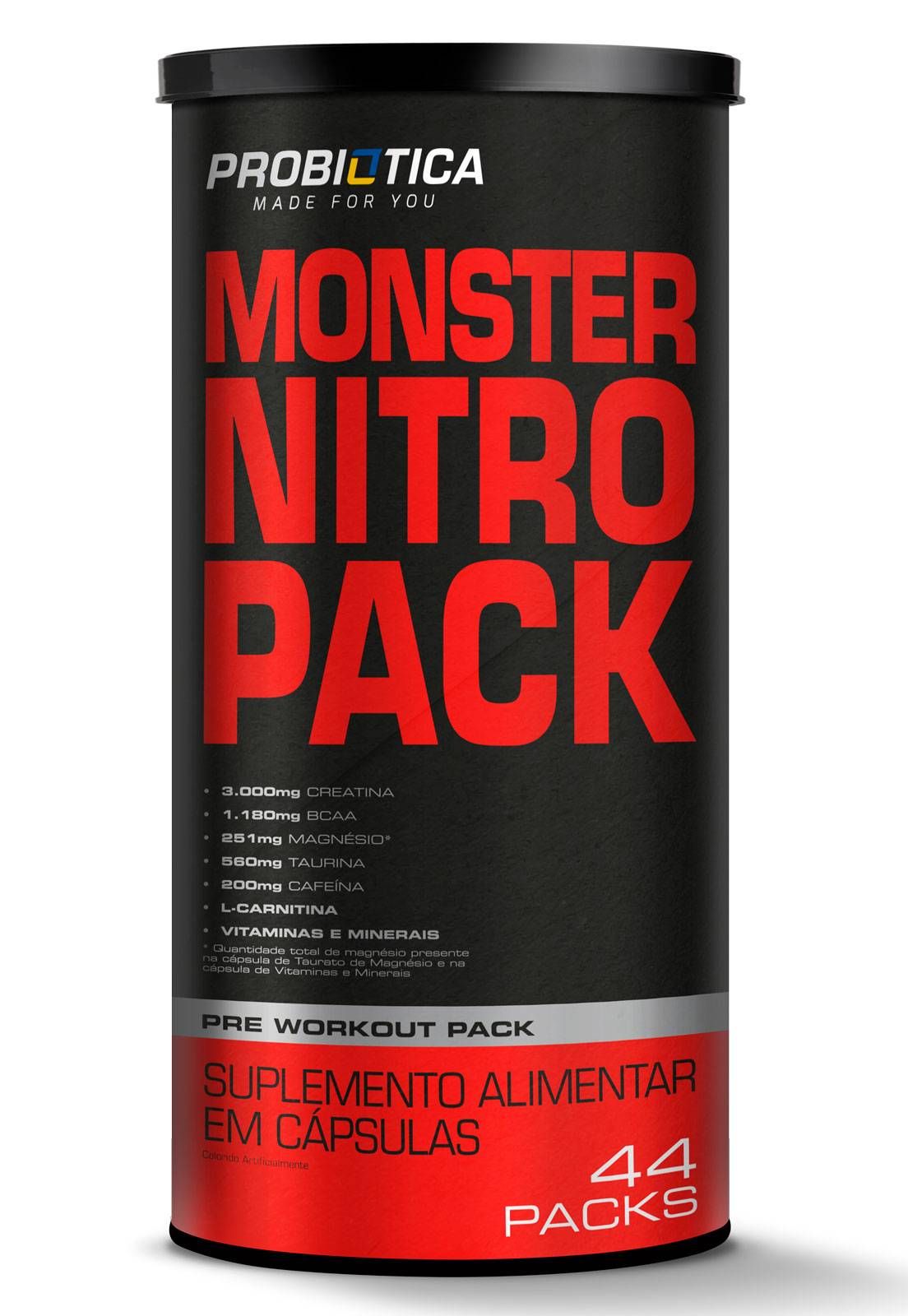 MONSTER NITRO 44 PACK PROBIOTICA CREATINA BCAA CAFEINA VITAM