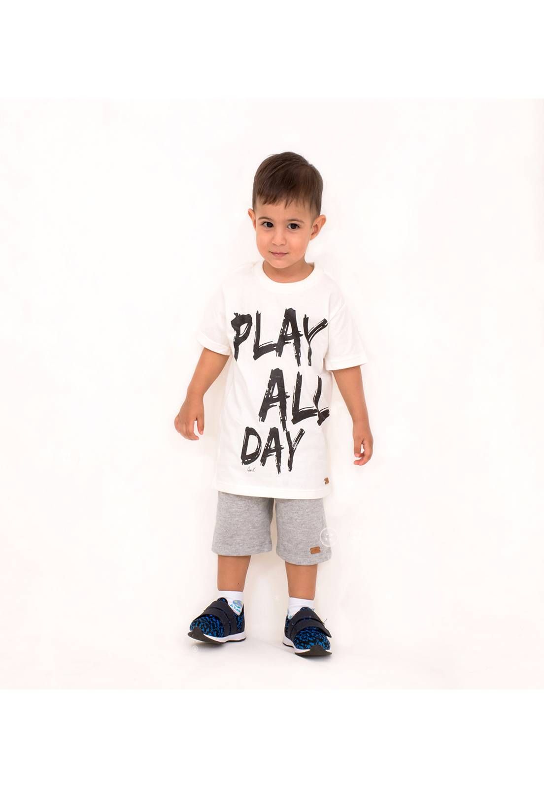 Camiseta Infantil Masculina GAN-K Play All Day Cor: Creme;Tamanho:6;Modelo:GKCA02M