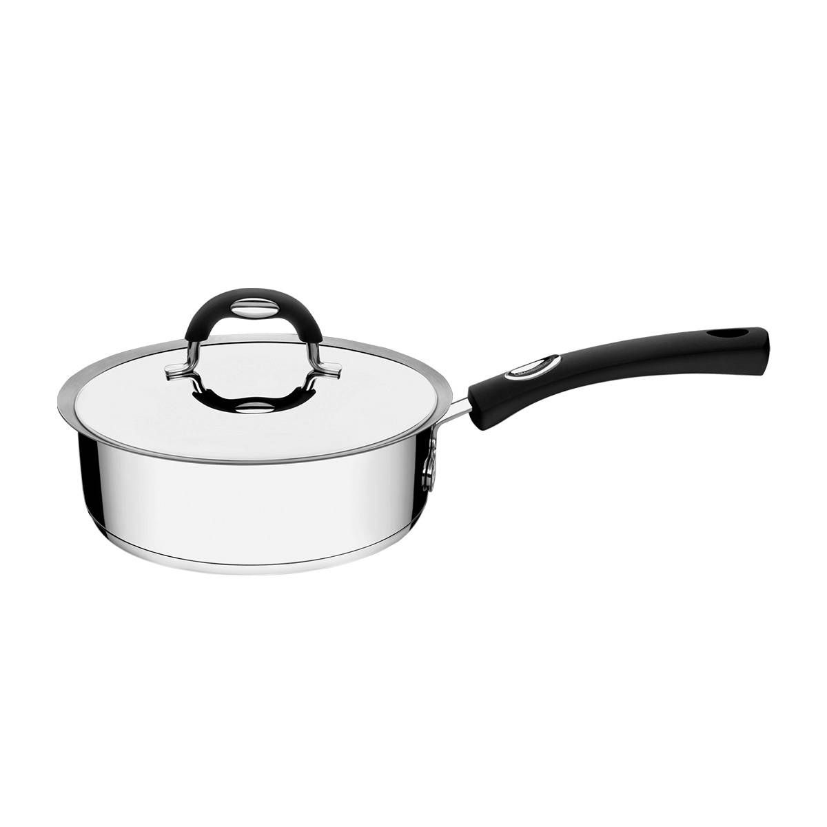 FRIGIDEIRA TRAMONTINA DUO SILICONE EM AÇO INOX FUNDO TRIPLO COM TAMPA E CABO DE SILICONE  INDUÇÃO 20CM 2,1 L