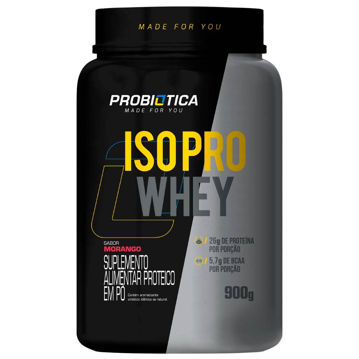 WHEY PROTEIN ISOLADO ISO PRO WHEY PROBIOTICA 900G MORANGO