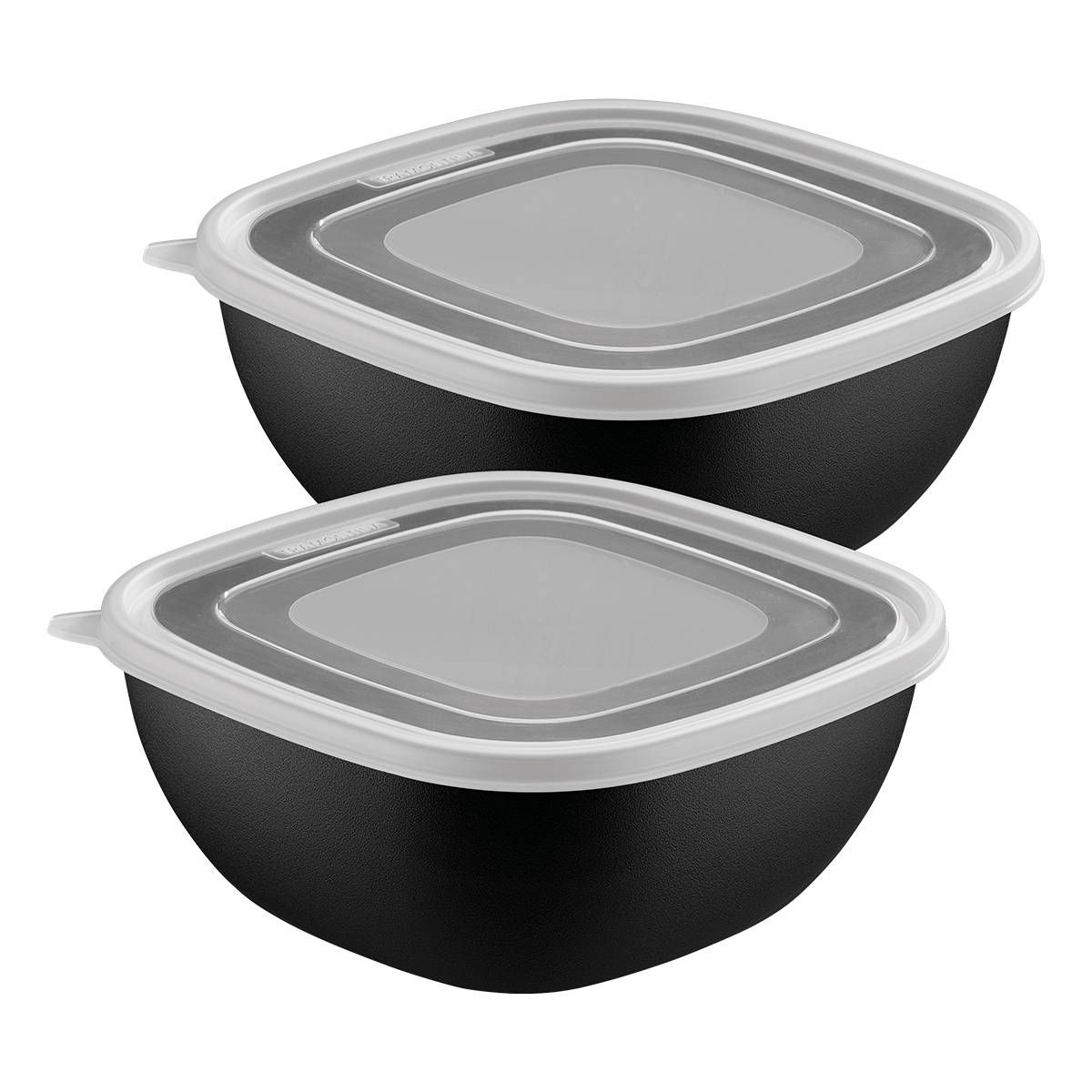 JOGO DE POTES TRAMONTINA MIXCOLOR EM POLIPROPILENO PRETO COM TAMPA TRANSPARENTE 2L 2PEÇAS