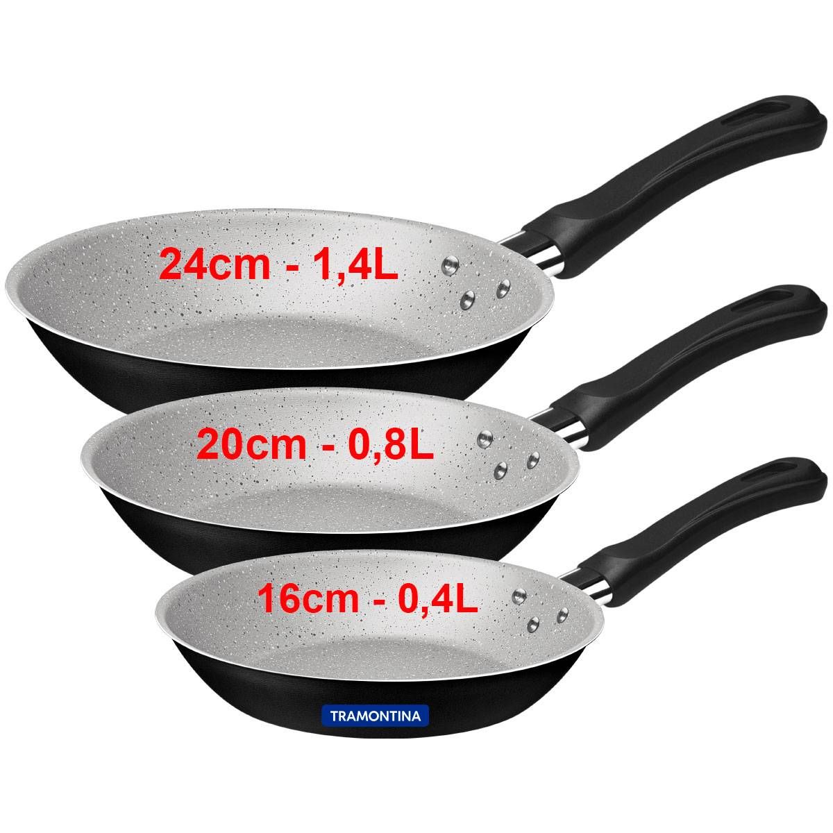FRIGIDEIRAS ANTIADERENTE TRAMONTINA JOGO KIT COM 3 PEÇAS