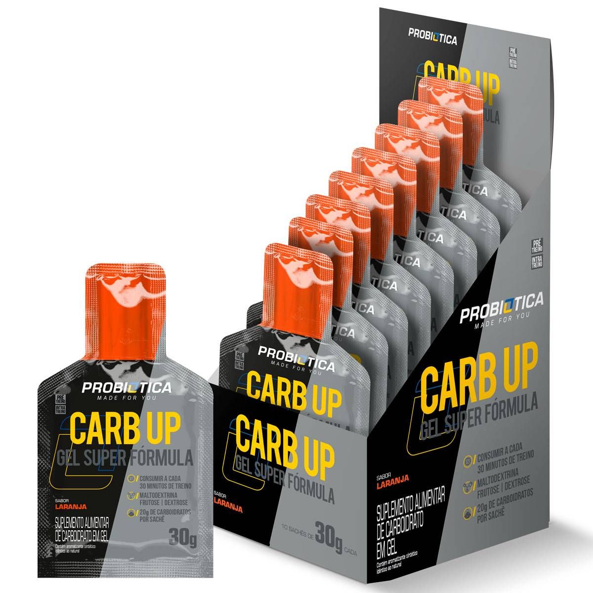 CARB UP GEL SUPER FORMULA DISPLAY 10 SACHES LARANJA PROBIOTICA
