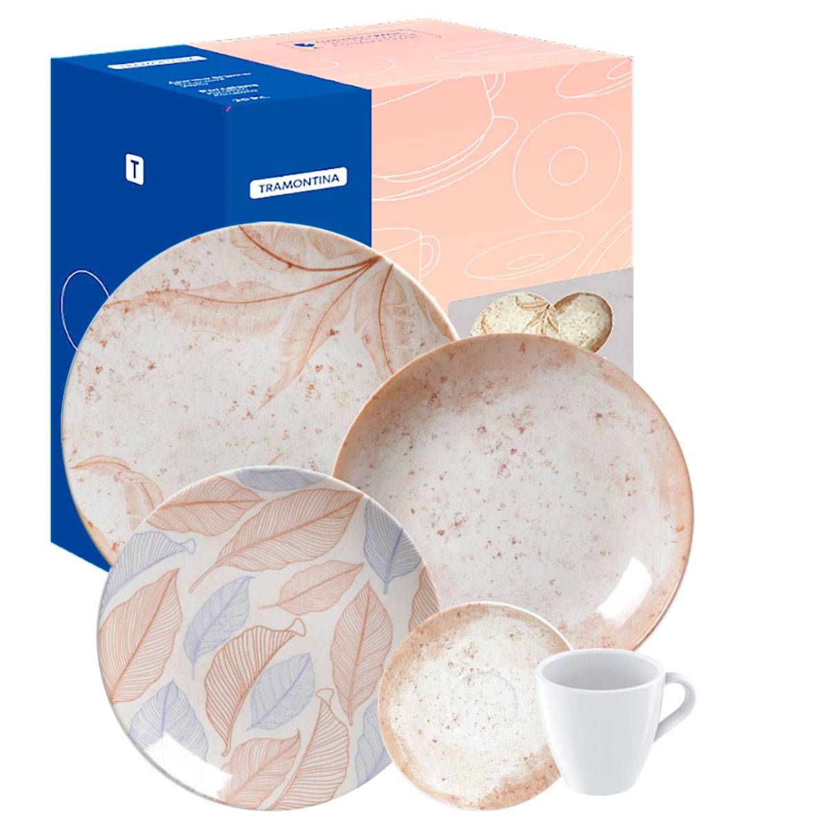 APARELHO DE JANTAR 20 PEÇAS PORCELANA DECORADO JOGO TRAMONTINA