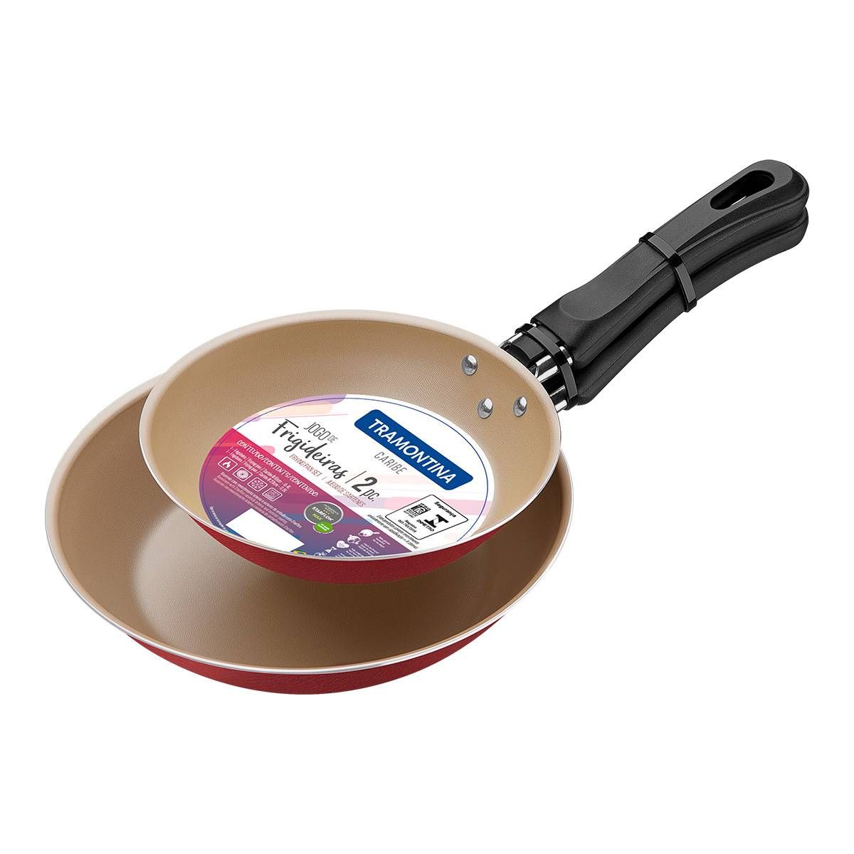 JOGO DE FRIGIDEIRAS ALUMINIO 2 PÇ CARIBE VERMELHO
