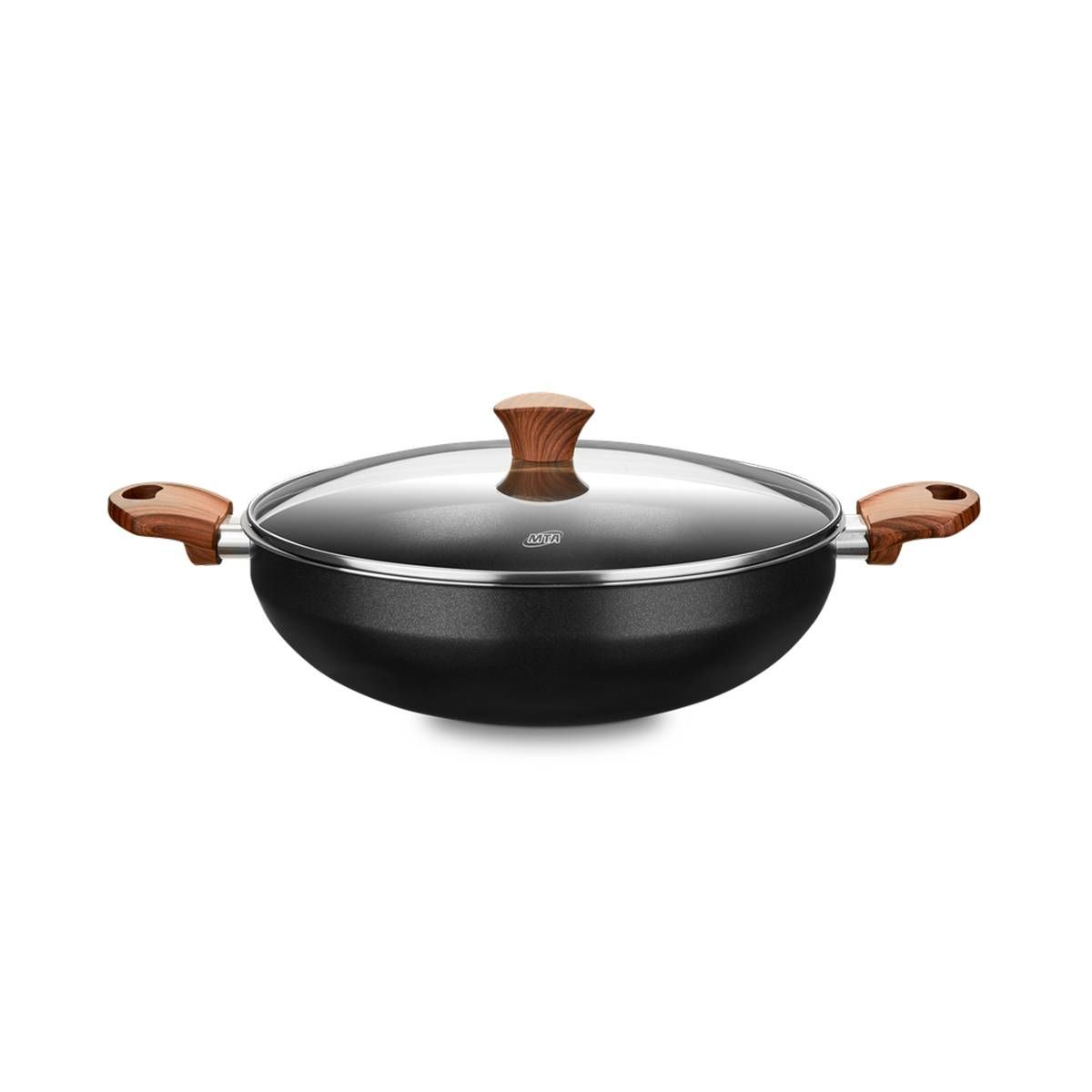 WOK MTA CERAMIC+ COM TAMPA DE VIDRO 28CM 4,3L BLACK - REVESTIMENTO CERAMICO