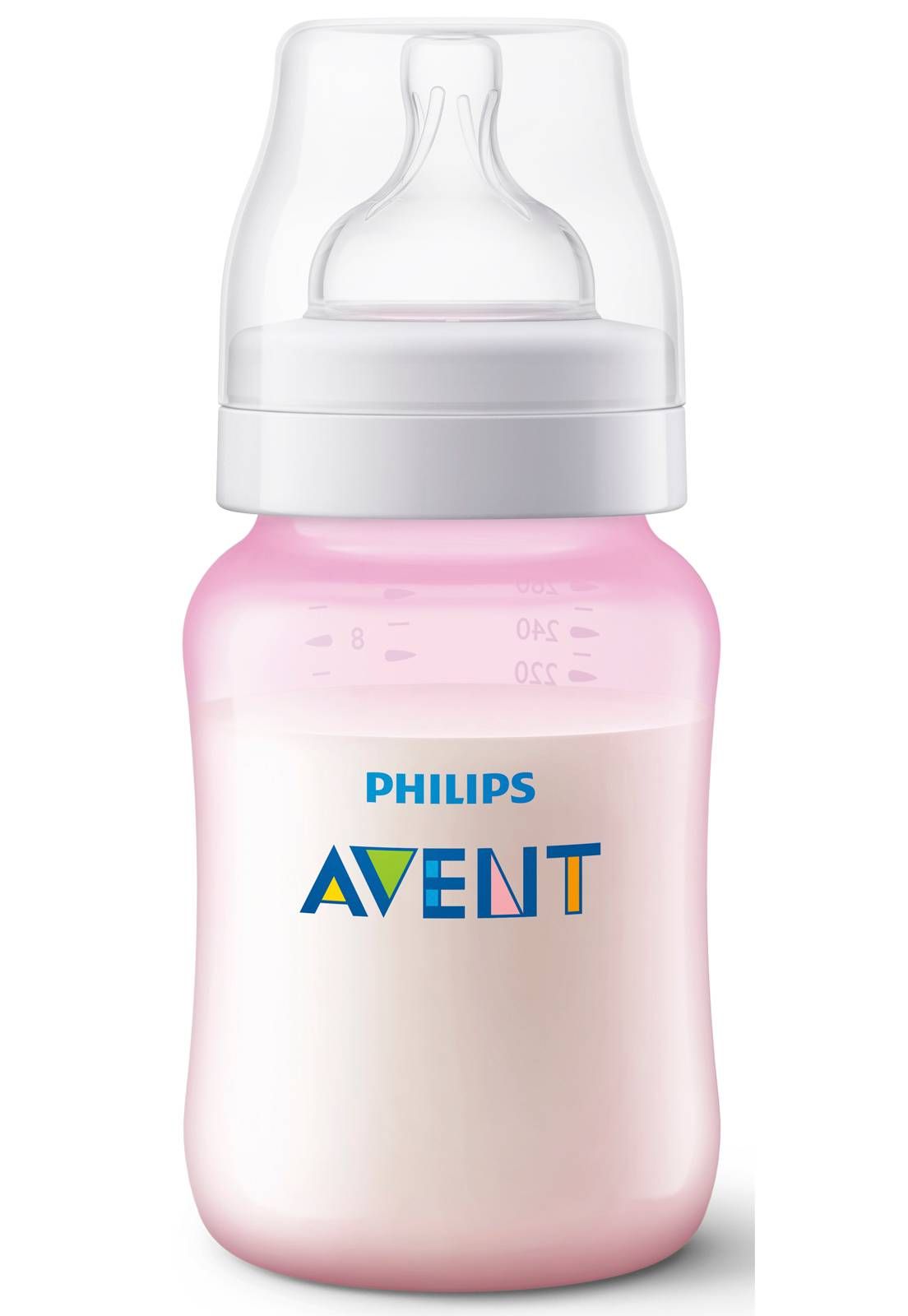 MAMADEIRA AVENT CLÁSSICA ANTI-CÓLICA 260ml - 0% BPA - ROSA. - PHILIPS AVENT