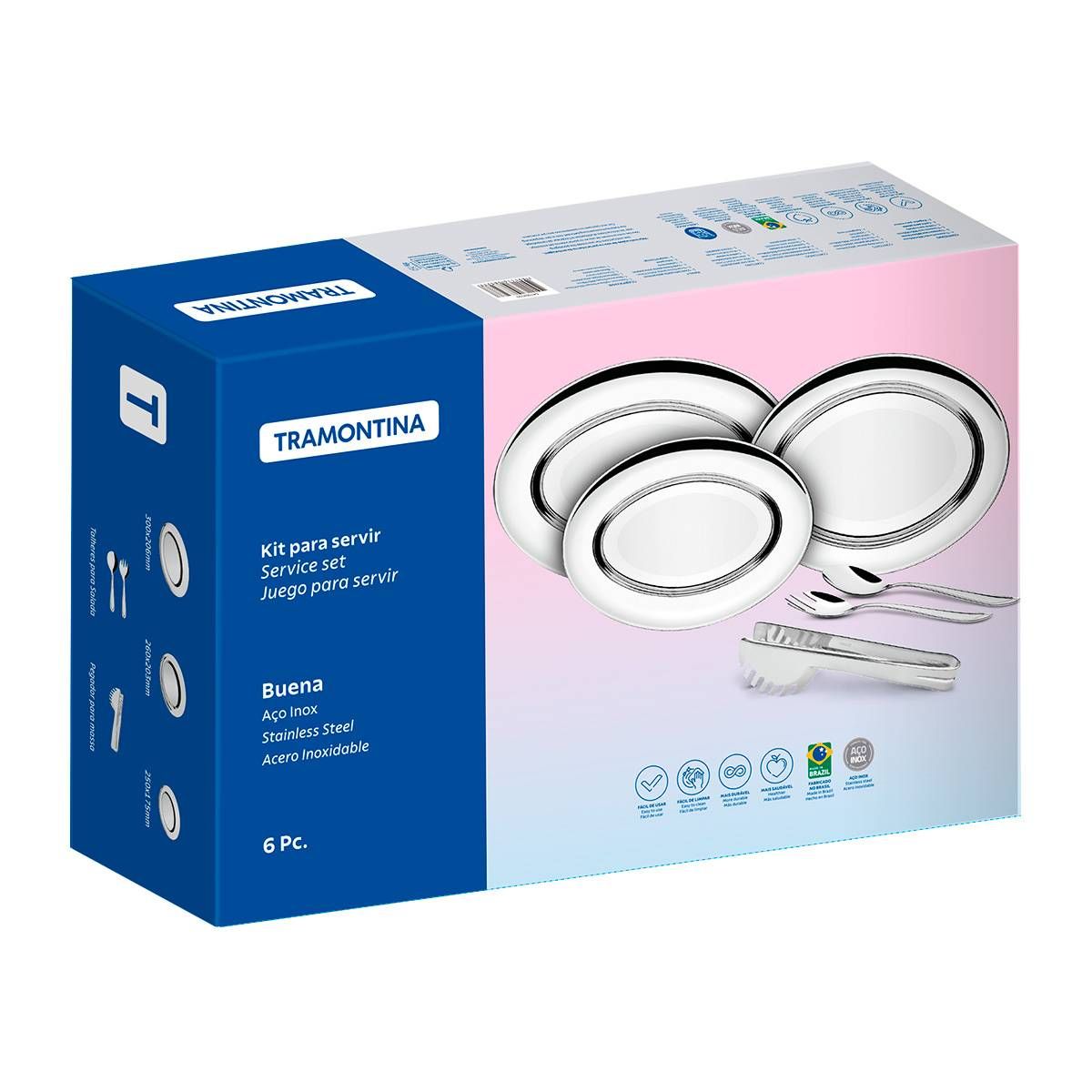 JOGO AÇO INOX TRAMONTINA PARA SERVIR 6 PÇS BUENA