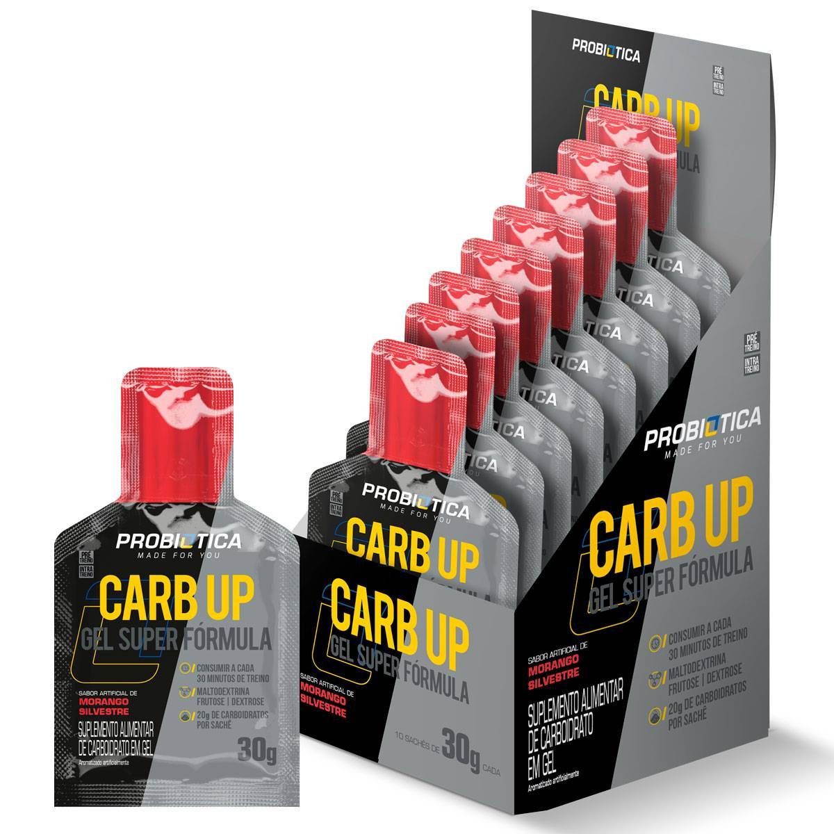 CARB UP GEL SUPER FORMULA DISPLAY 10 SACHES MORANGO SILVESTRE PROBIOTICA