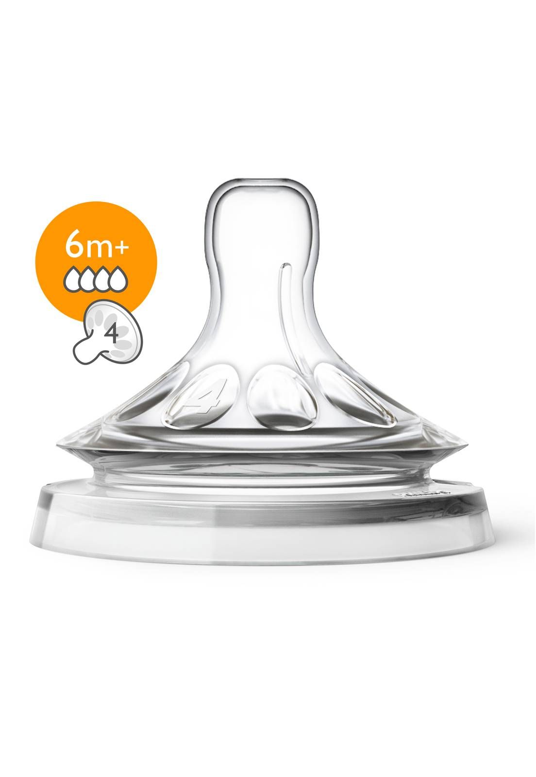 BICO MAMADEIRA AVENT PÉTALA Nº 4 - 6m + - 2 UNID. EM SILICONE 0% BPA - PHILIPS AVENT
