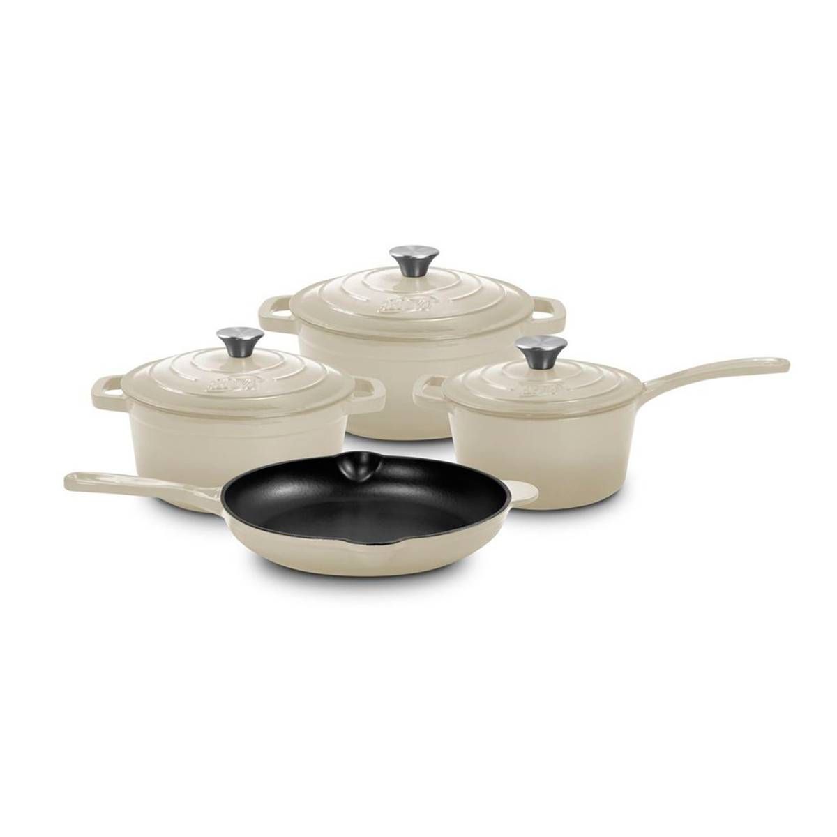 CONJUNTO DE PANELAS FERRO FUNDIDO ESMALTADO BEGE/PRETO CONCEPT 4 PEÇAS