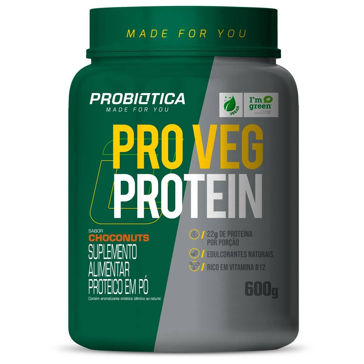 WHEY PROTEIN ISOLADO VEGANO PRO VEG POTE 600G CHOCONUTS PROBIOTICA