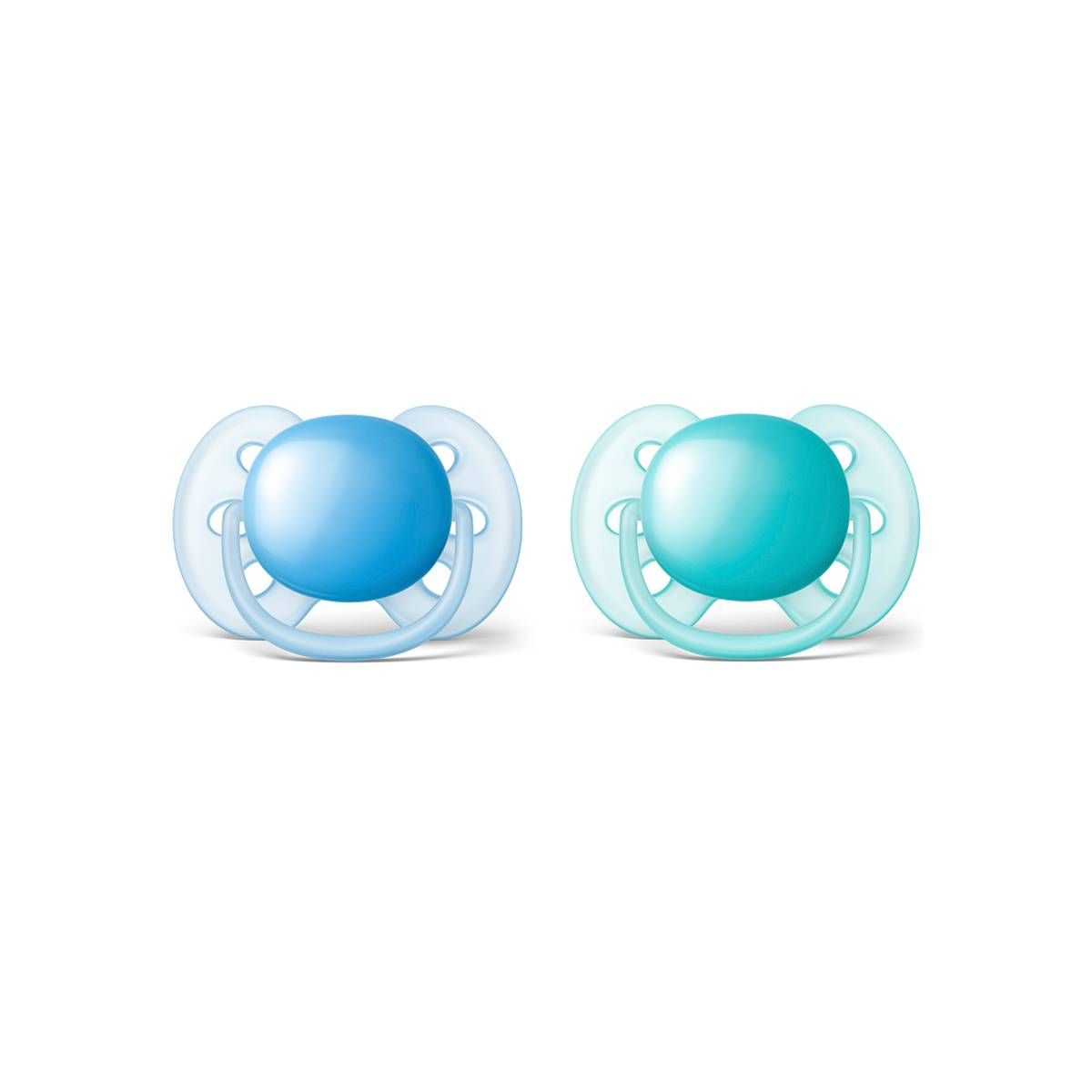 KIT 2 CHUPETAS AVENT ULTRA SOFT 0% BPA  + ESTOJO - 6-18 MESES - AZUL - PHILIPS AVENT