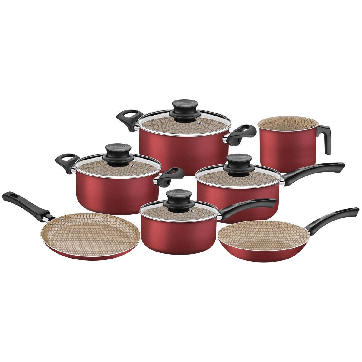 CONJUNTO PANELA ANTIADERENTE TRAMONTINA JOGO KIT 7P C\/ TAMPA