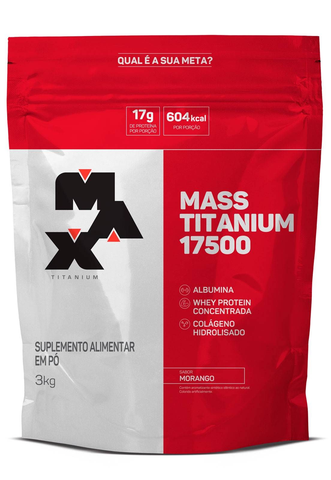 HIPERCALORICO MASS MAX TITANIUM 17500 REFIL 3Kg MORANGO