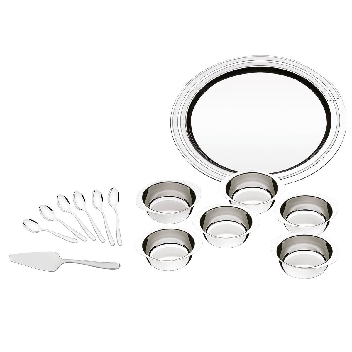 KIT PARA SOBREMESA TRAMONTINA CICLO EM AÇO INOX 14 PEÇAS