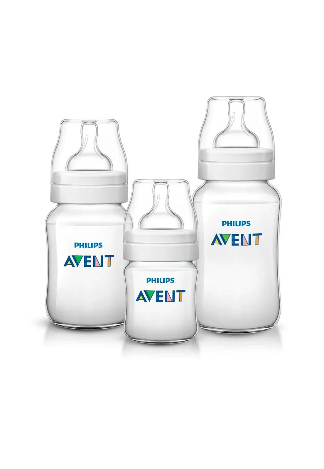 KIT CLASSIC AVENT 3 MAMADEIRA 125/260/330ML BICO N 1,2,3 - TRANSP.