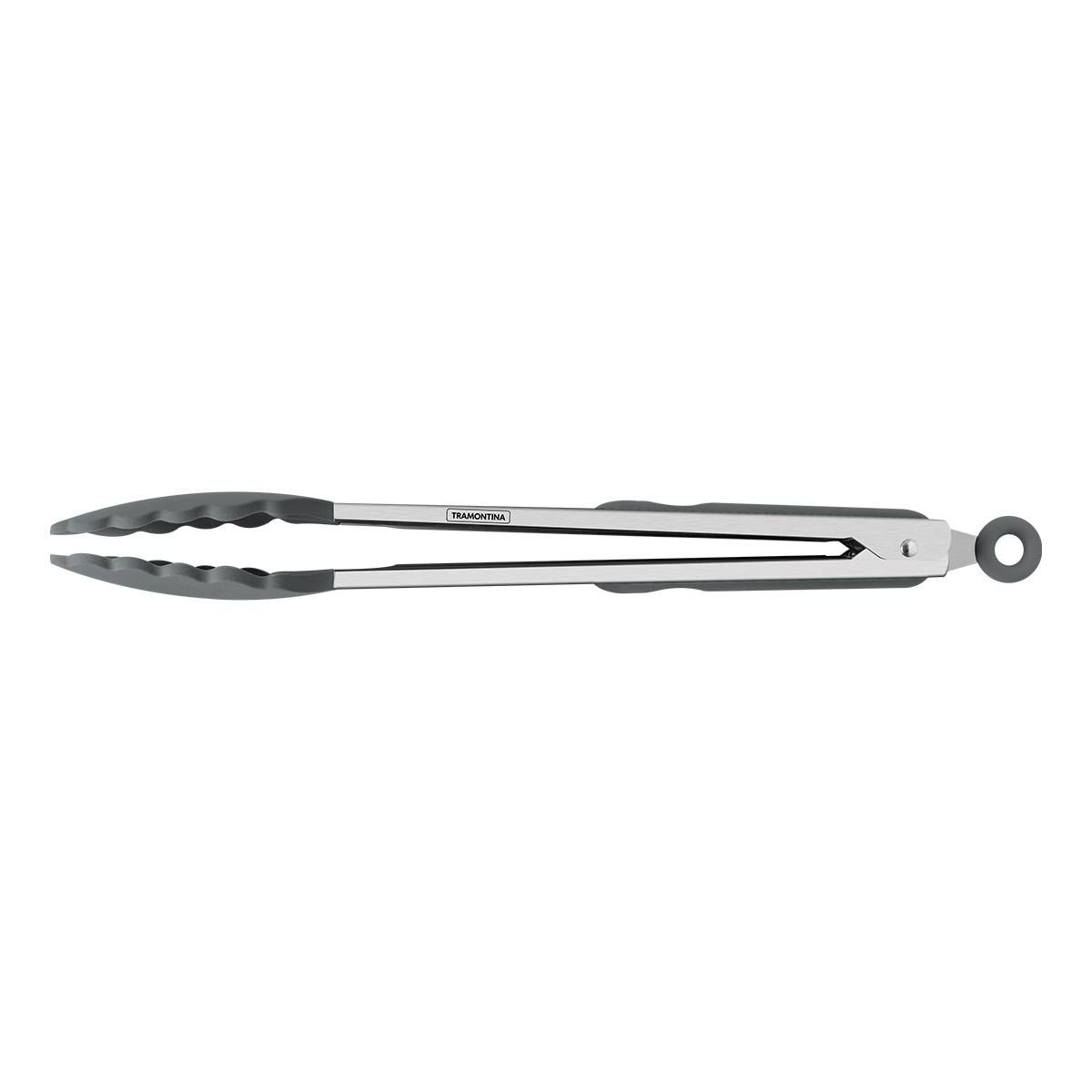 PEGADOR MULTIUSO MOLDE CINZA - UTENSILIO DE SILICONE E CABO DE ACO INOX E SILICONE