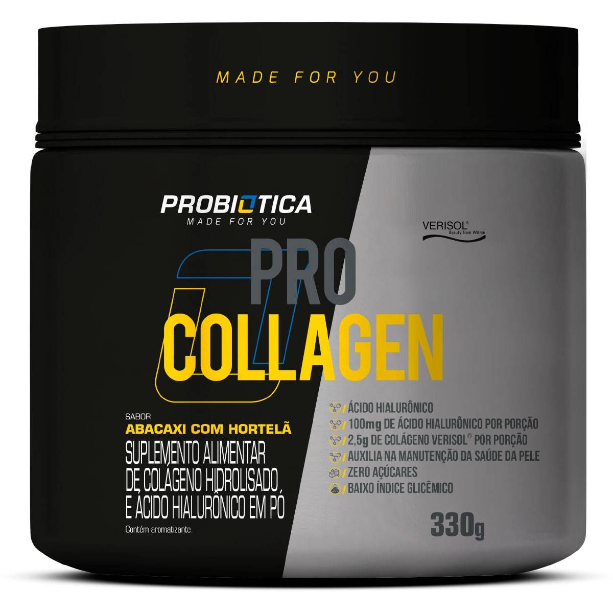 COLAGENO HIDROLISADO POTE 330G PROBIOTICA  ABACAXI C HORTELA