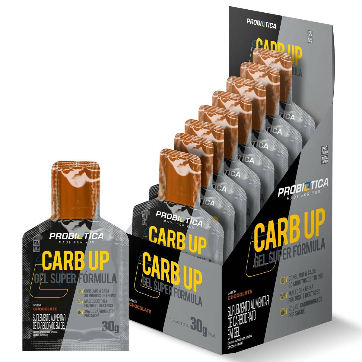 CARB UP GEL SUPER FORMULA DISPLAY 10 SACHES CHOCOLATE PROBIOTICA