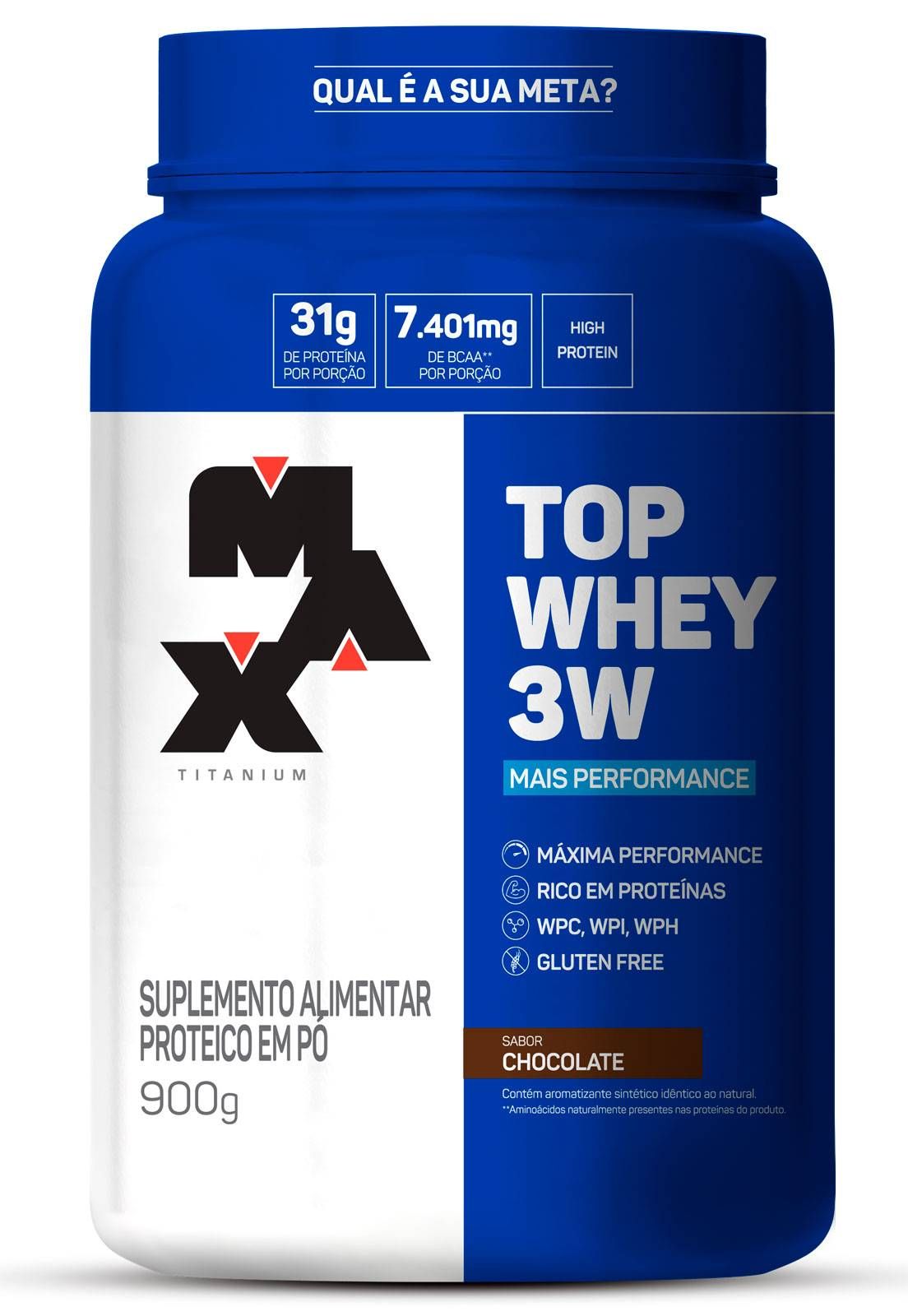 TOP WHEY PROTEIN 3W 900g ISOLADA CONC HID CHOCOLATE - MAX TITANIUM