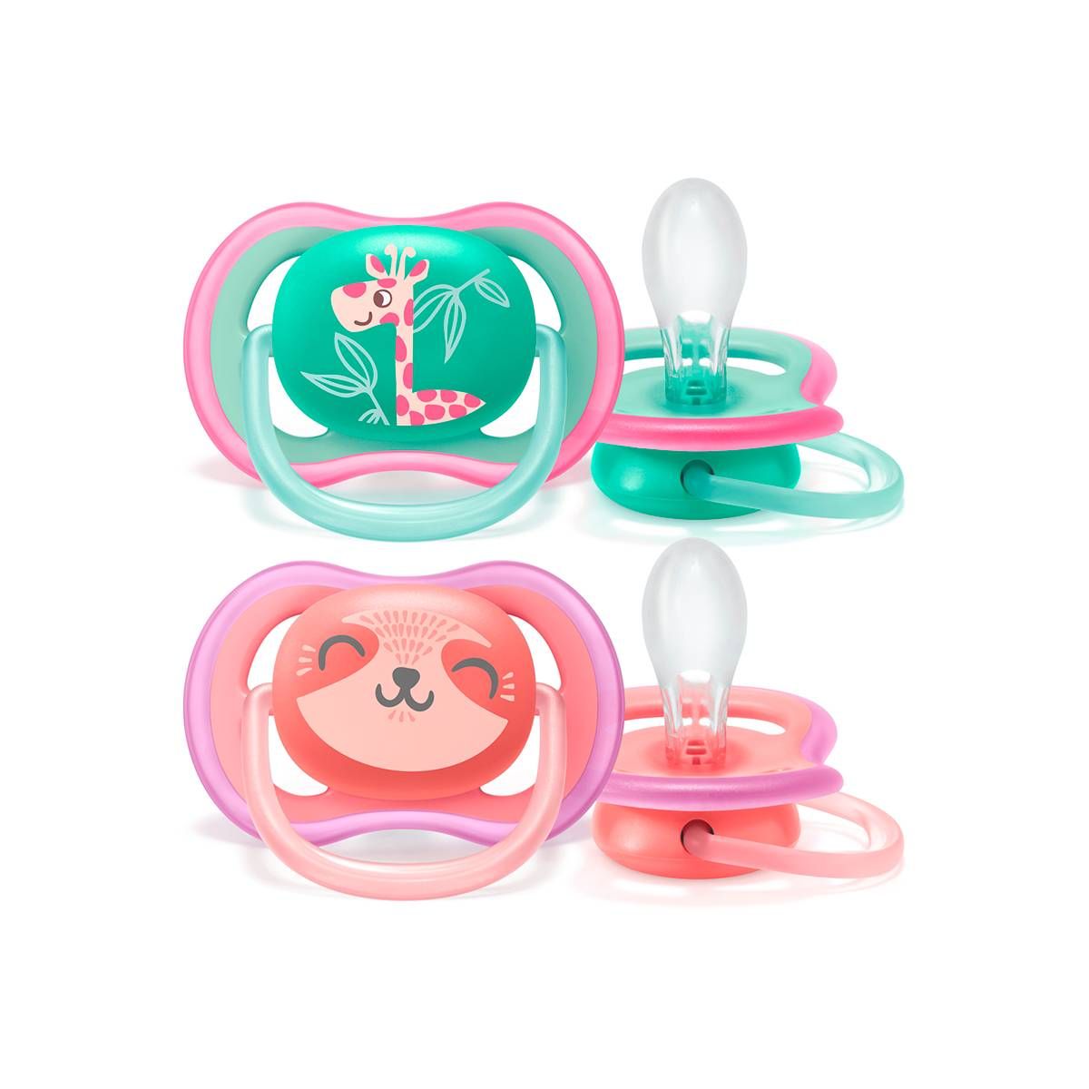 CHUPETAS AVENT RECEM NASCIDO 0 A 6 M SILICONE MENINA KIT 2UN
