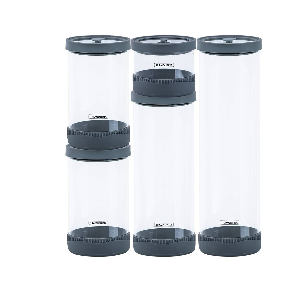JOGO DE POTES DE VIDRO HERMÉTICOS TRAMONTINA PUREZZA EM BOROSILICATO COM TAMPA