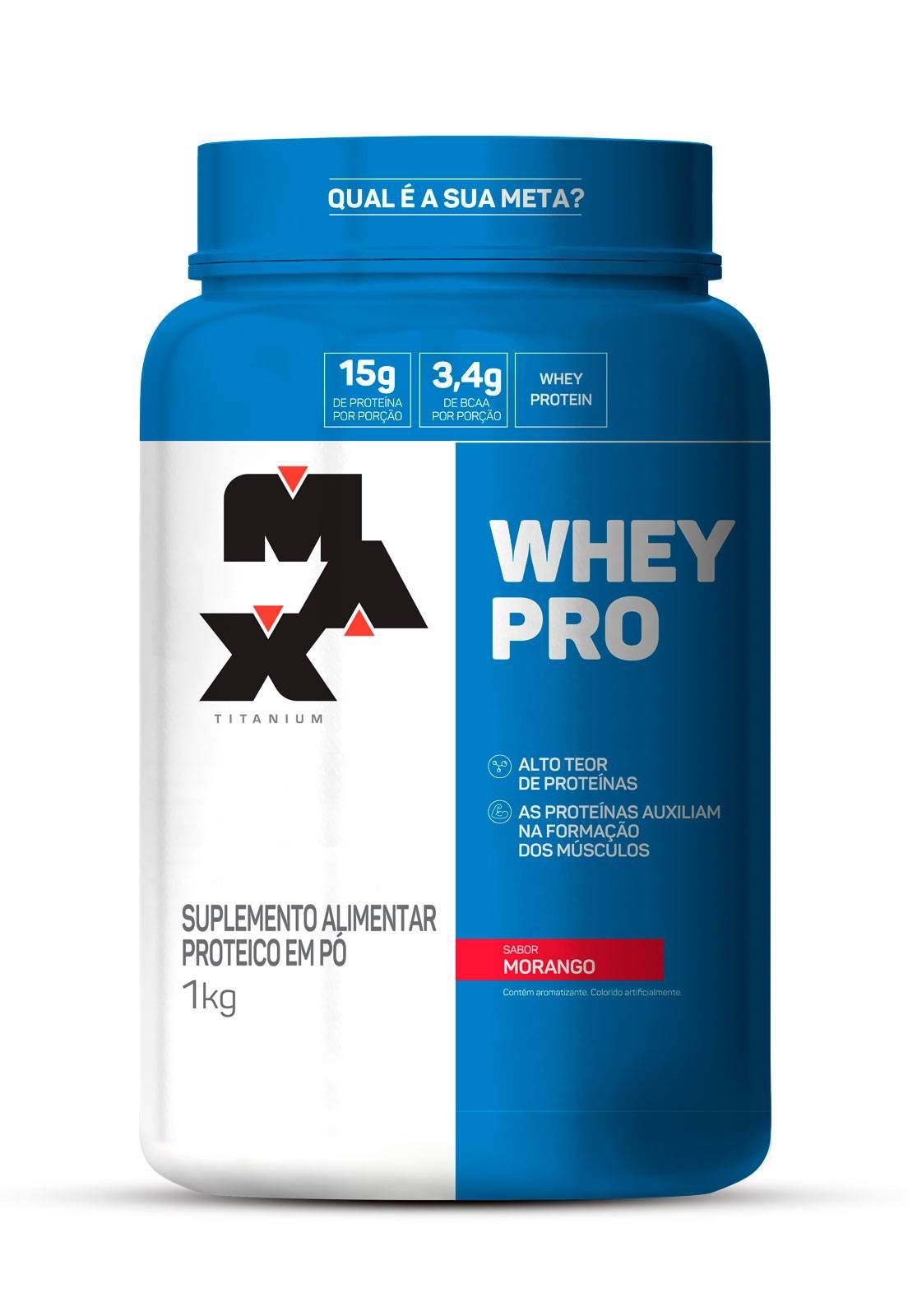 WHEY PRO PROTEIN 1KG MAX TITANIUM CONCENTRADO MORANGO ORIGINAL