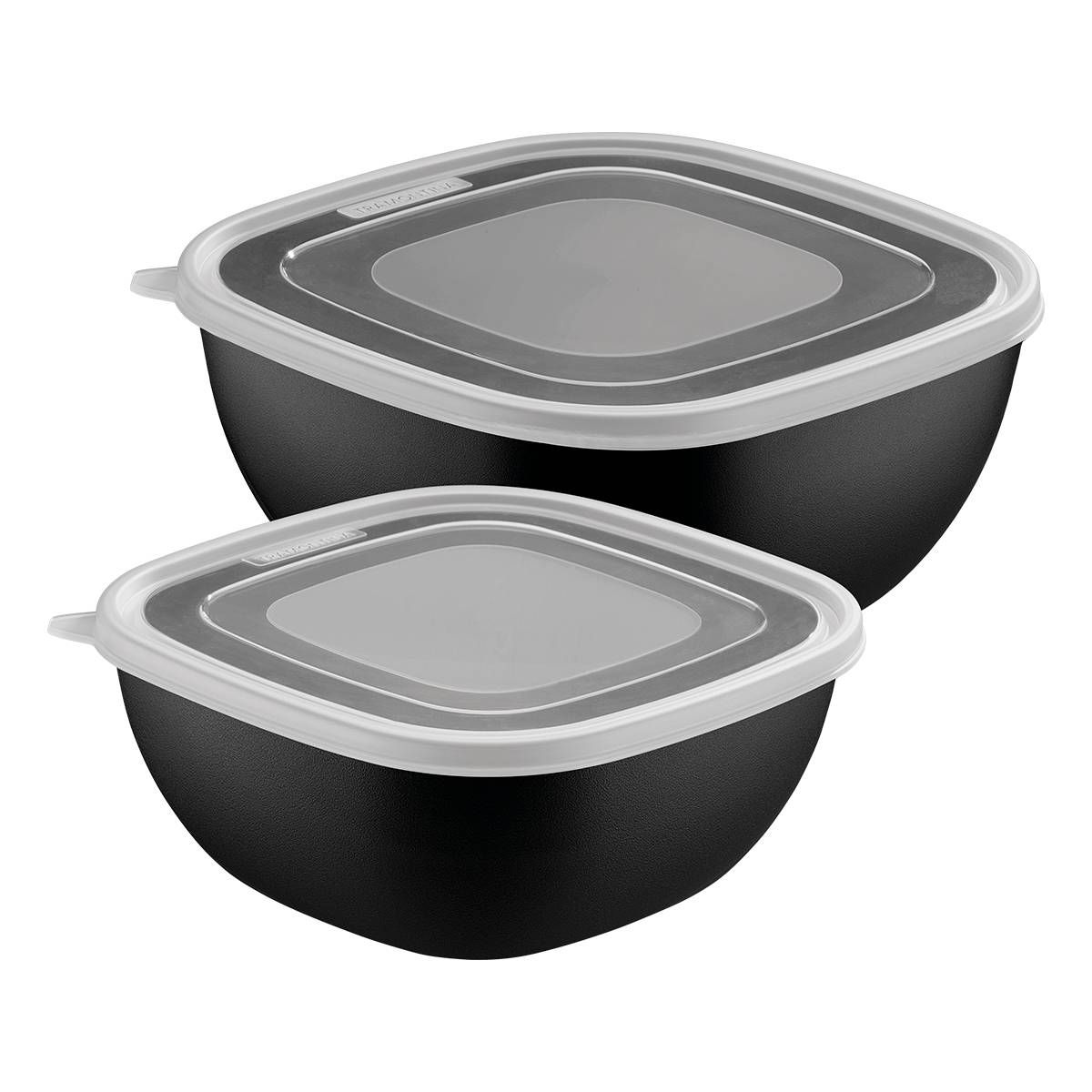 JOGO DE POTES TRAMONTINA MIXCOLOR EM POLIPROPILENO PRETO COM TAMPA TRANSPARENTE 2 PEÇAS