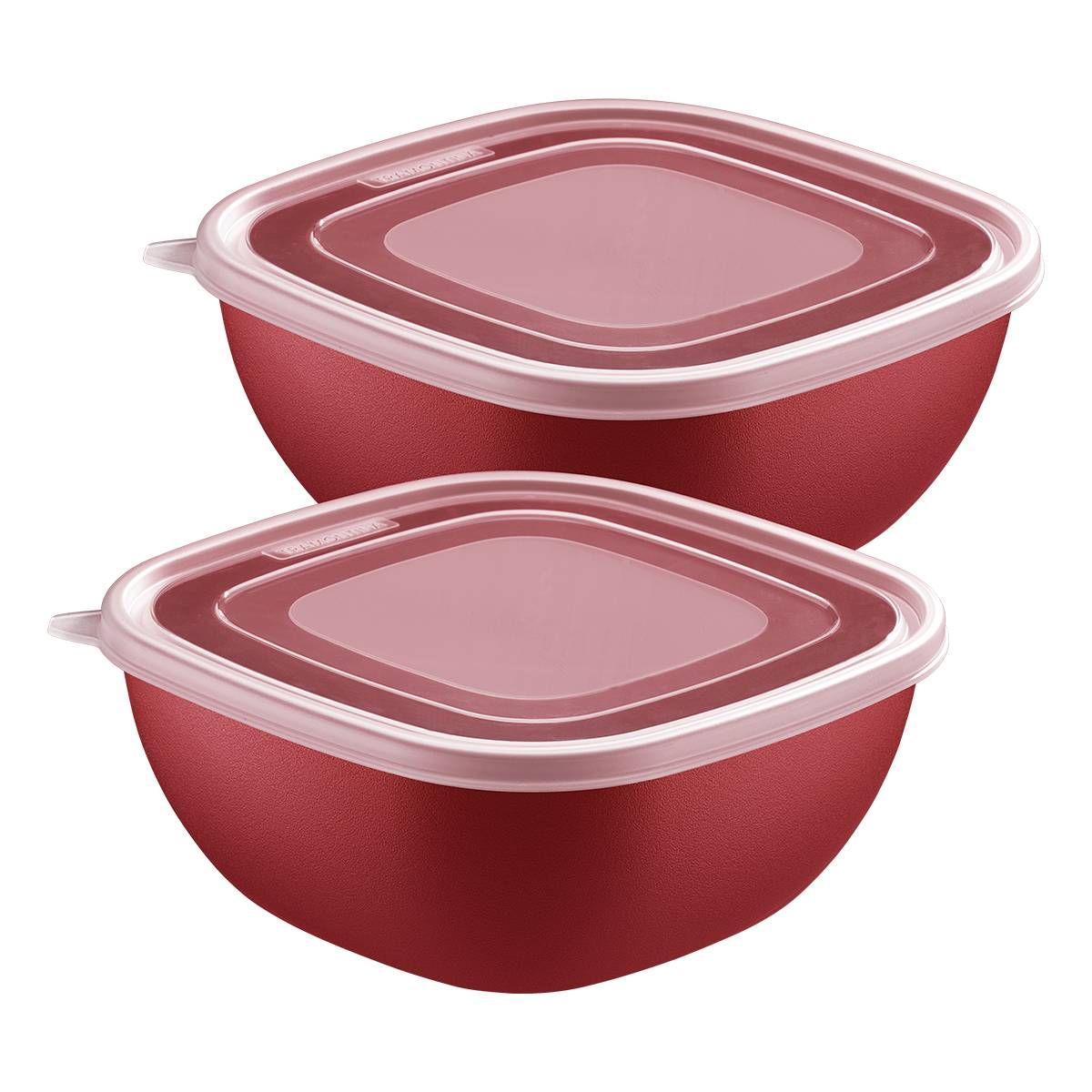 JOGO DE POTES TRAMONTINA MIXCOLOR EM POLIPROPILENO VERMELHO COM TAMPA TRANSPARENTE 2L 2PEÇAS