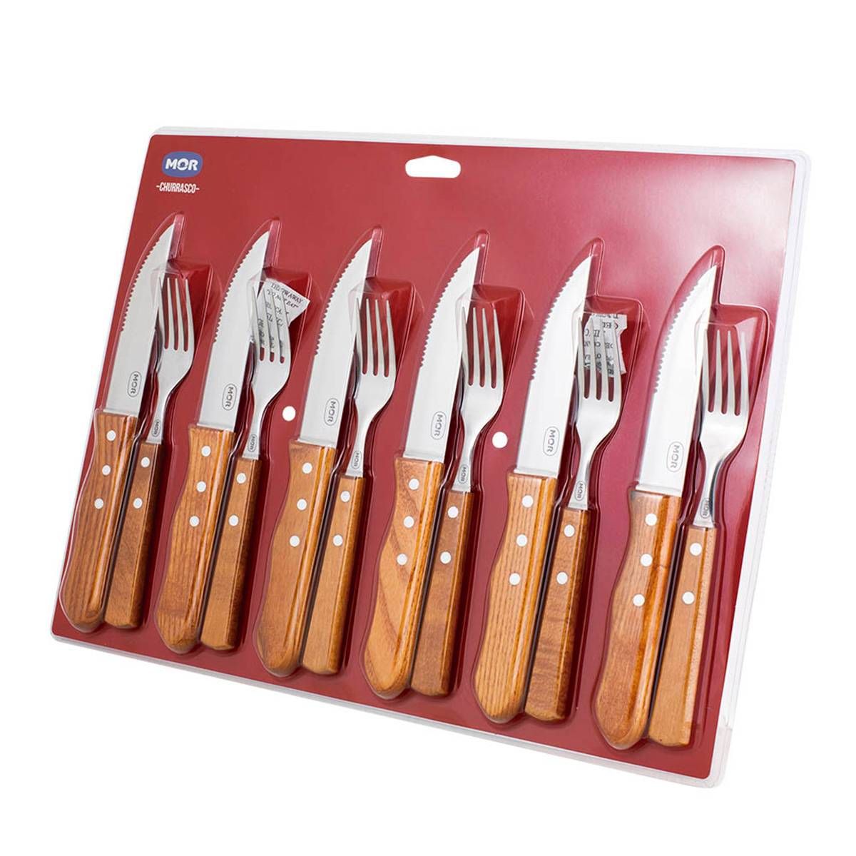 CONJUNTO CHURRASCO GARFO E FACA 12 PEÇAS