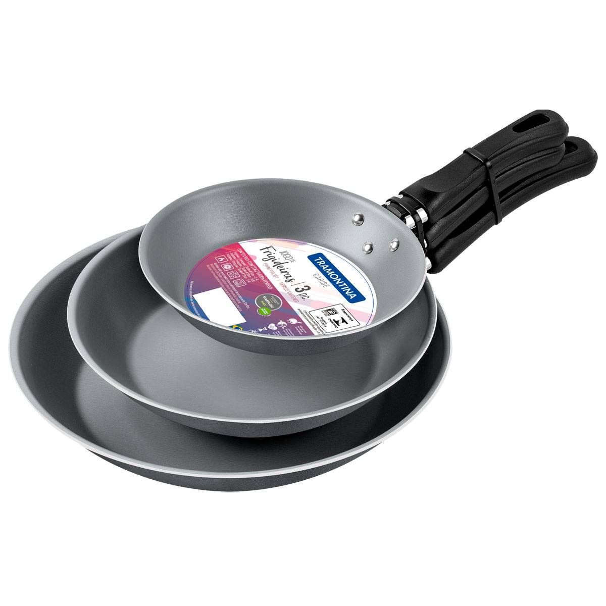 FRIGIDEIRAS ANTIADERENTE TRAMONTINA JOGO COM 3 PEÇAS