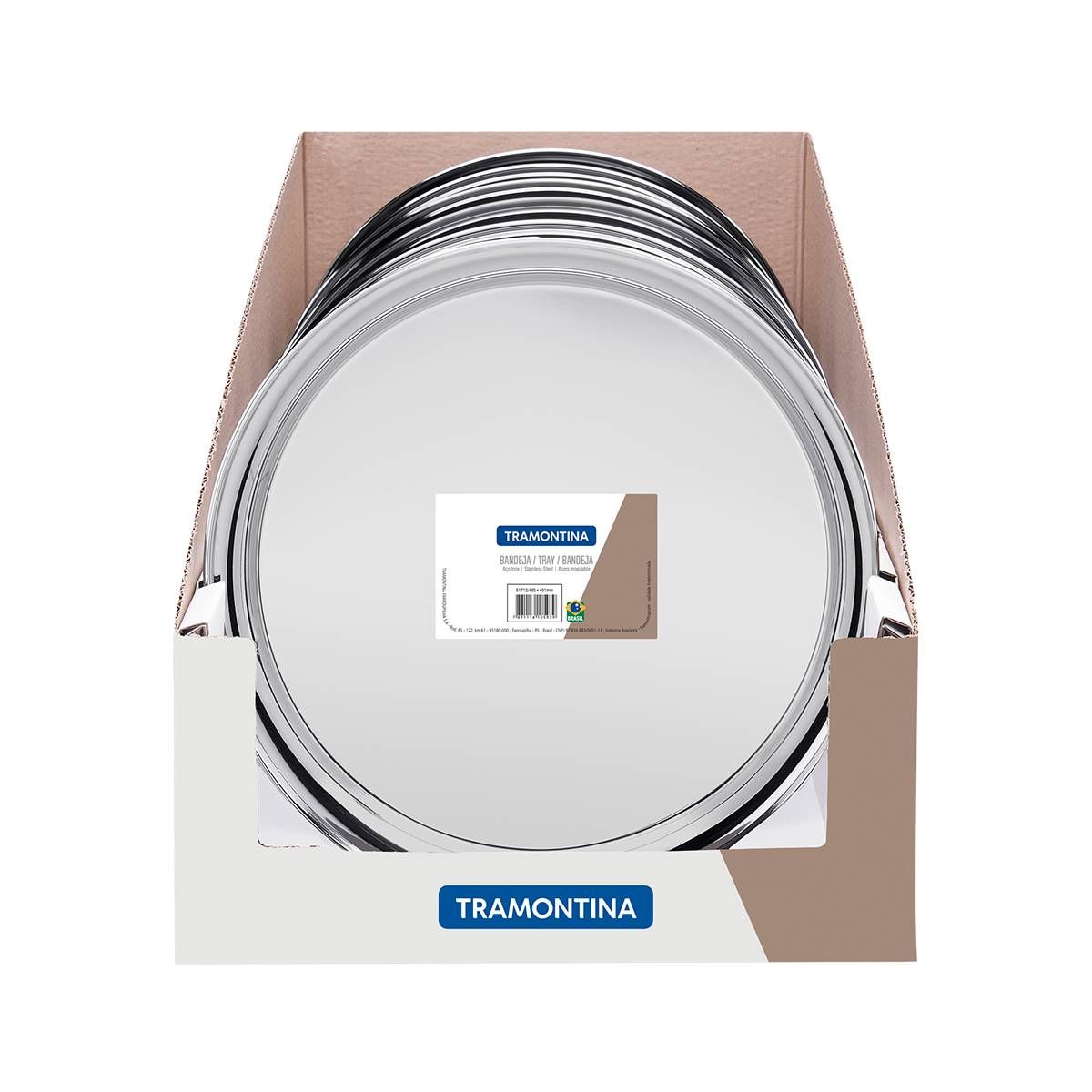 BANDEJA TRAMONTINA REDONDA AÇO INOX