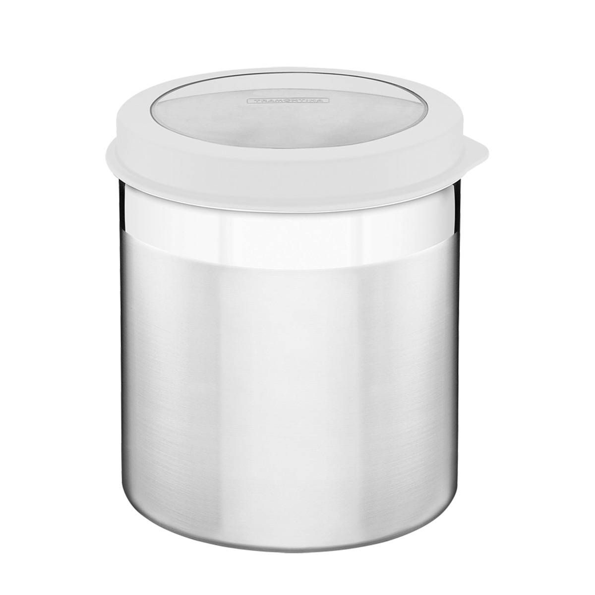 RECIPIENTE AÇO INOX PARA ARMAZENAMENTO BRANCO