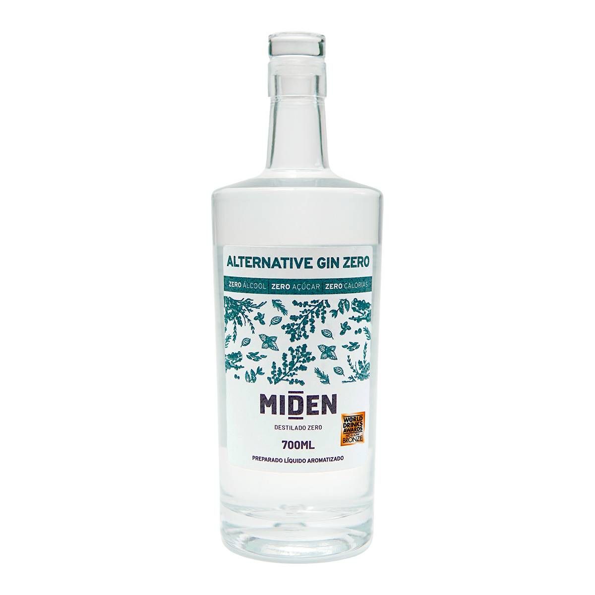 GIN SEM ALCOOL MIDEN ALTERNATIVE ZERO AÇUCAR ZERO CALO 700ML