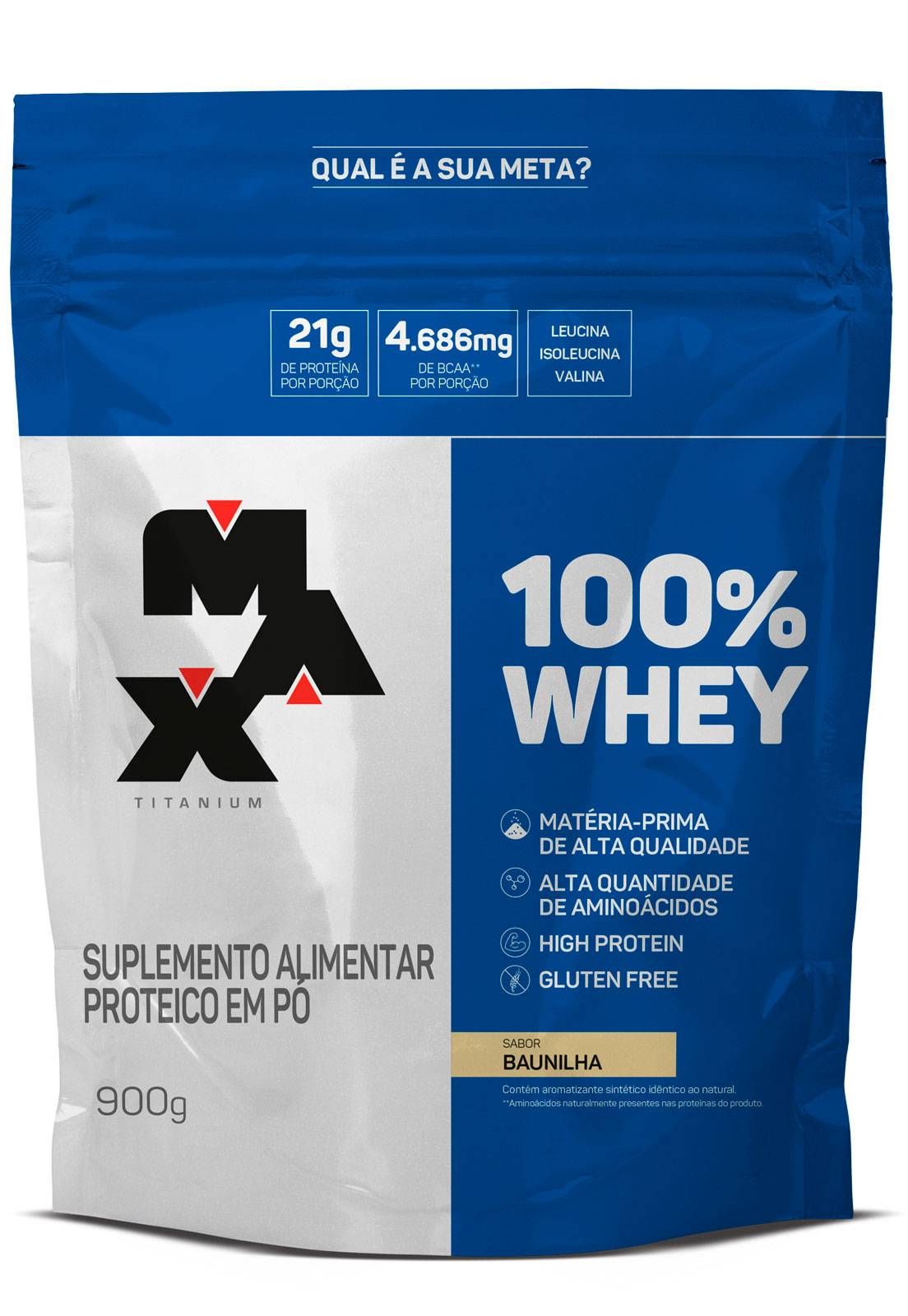 100% WHEY PROTEIN CONCENTRA BAUNILHA REFIL 900g-MAX TITANIUM