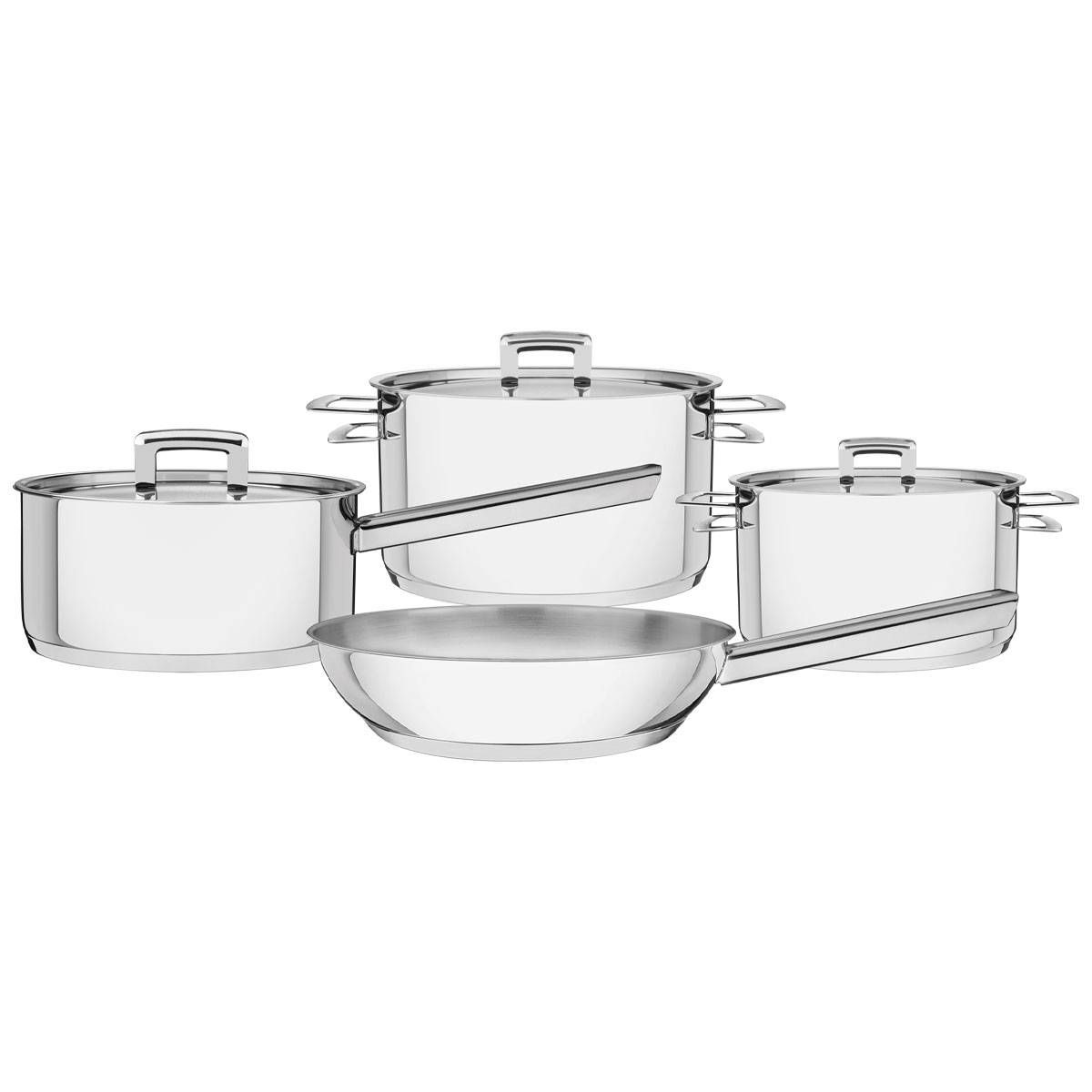 JOGO DE PANELAS TRAMONTINA  FOGAO INDUÇÃO INOX 4 PEÇAS BRAVA