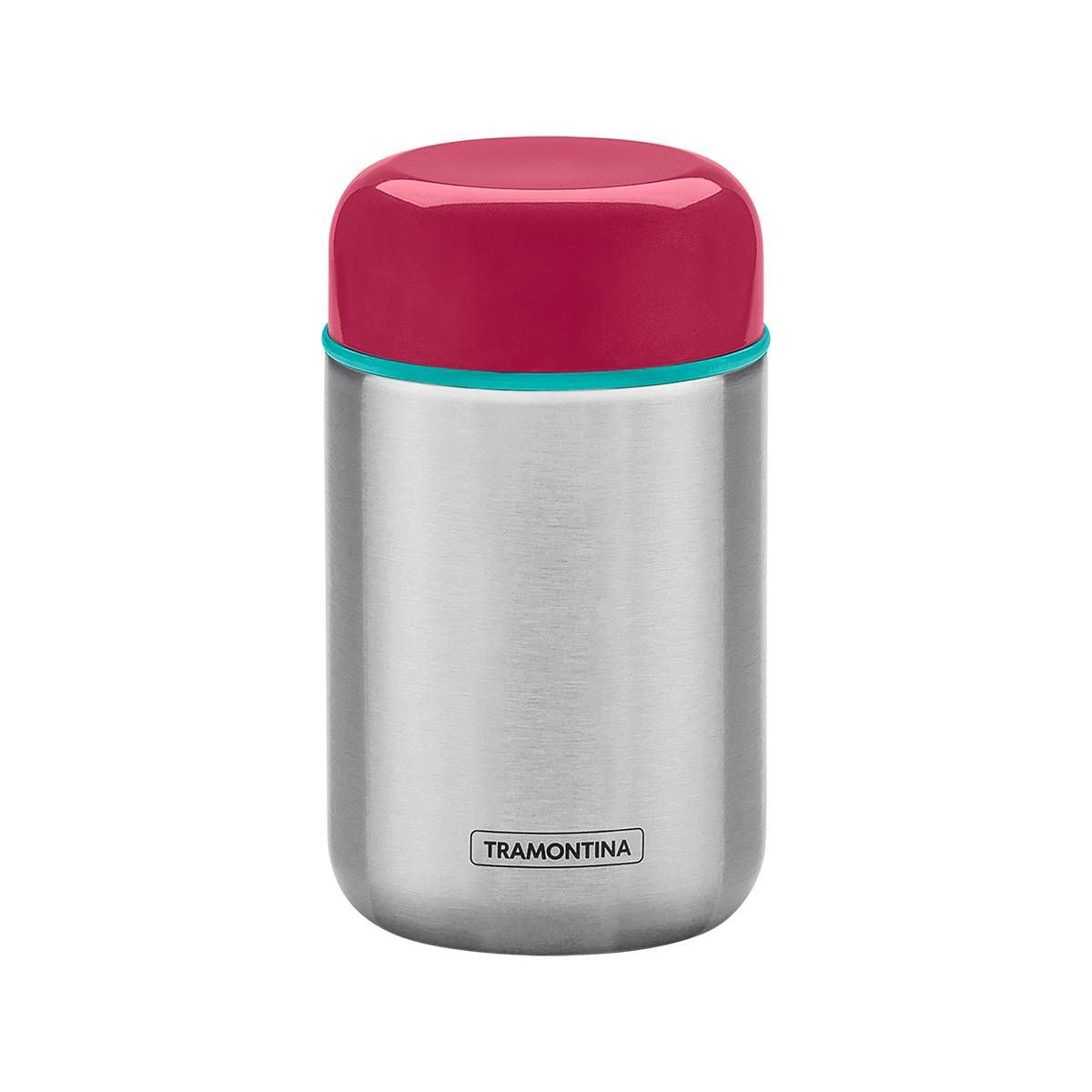 POTE TÉRMICO TRAMONTINA EM AÇO INOX COM TAMPA ROSA 8,8 CM 400 ML
