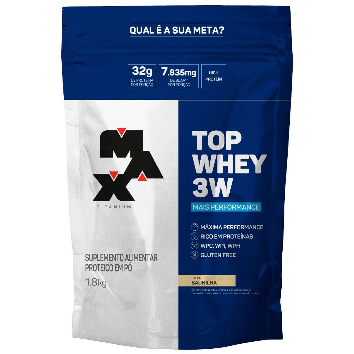 TOP WHEY 3W MAX TITANIUM WHEY PROTEIN REFIL 1,8 KG BAUNILHA