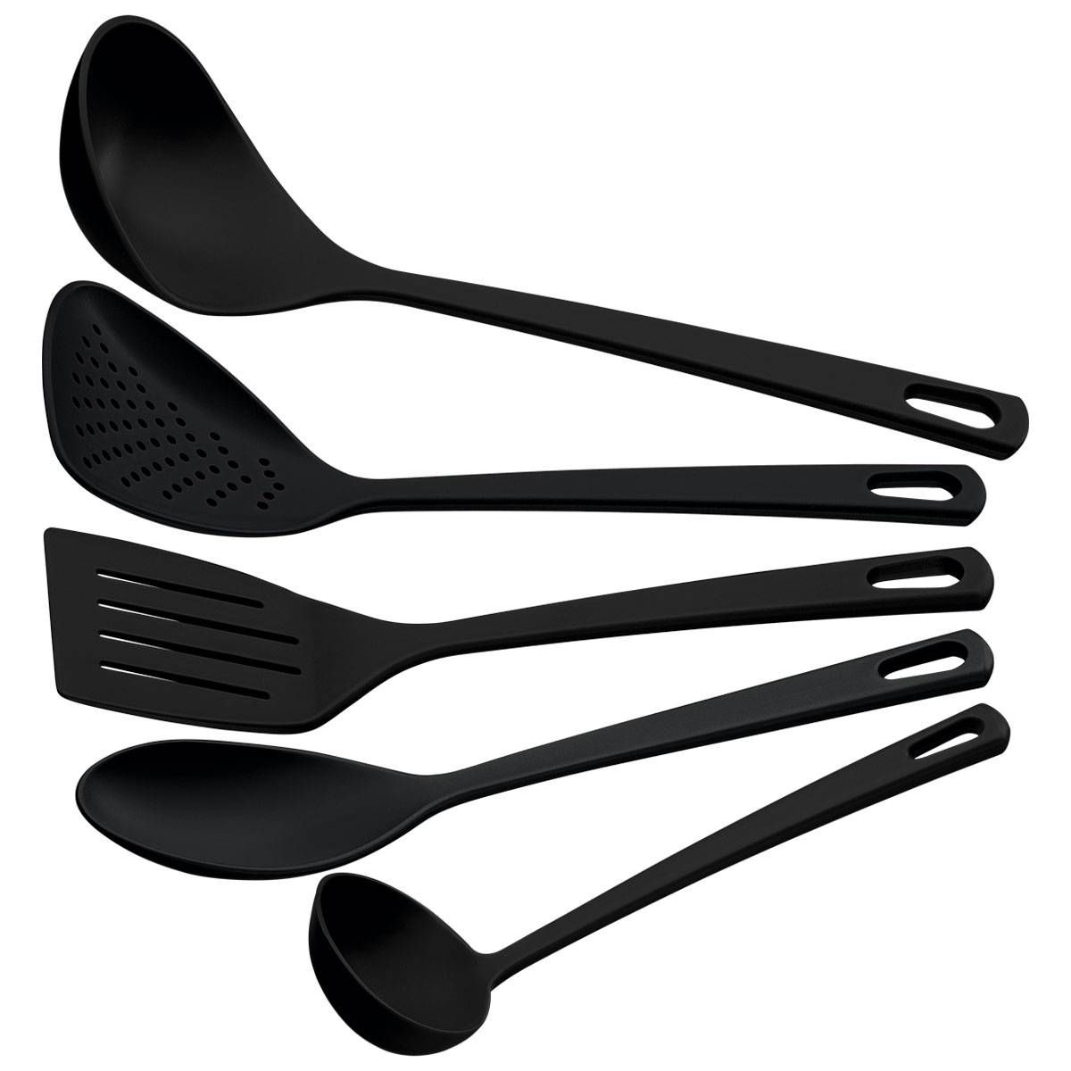 JOGO DE UTENSÍLIOS TRAMONTINA PRETO EM NYLON 5 PÇS